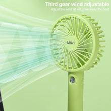 Load image into Gallery viewer, Portable USB Chargeable Mini Fan Handheld Fans with Base Summer Outdoor 3 Speed Adjustable Air Cooling Fan with Phone Holder