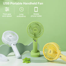 Load image into Gallery viewer, Portable USB Chargeable Mini Fan Handheld Fans with Base Summer Outdoor 3 Speed Adjustable Air Cooling Fan with Phone Holder