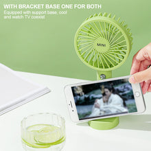Load image into Gallery viewer, Portable USB Chargeable Mini Fan Handheld Fans with Base Summer Outdoor 3 Speed Adjustable Air Cooling Fan with Phone Holder