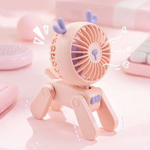 Load image into Gallery viewer, Desktop Decoration Fans Cute Pet Dog Rechargeable Usb Small Electric fan Cute Girl Mini Desktop Student Dormitory Decoration Fan