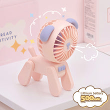 Load image into Gallery viewer, Desktop Decoration Fans Cute Pet Dog Rechargeable Usb Small Electric fan Cute Girl Mini Desktop Student Dormitory Decoration Fan