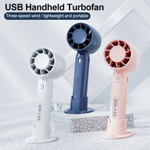 Load image into Gallery viewer, Portable USB Chargeable Mini Fan Handheld Fans with Base Summer Outdoor 3 Speed Adjustable Air Cooling Fan with Phone Holder