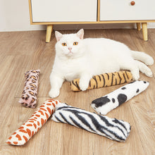 Load image into Gallery viewer, Cat Plush Strip Pillow with Catnip Leopard Print Cat Teaser Toys Pet Kitten Companion Toy Cat Sleeping Pillow Cushion
