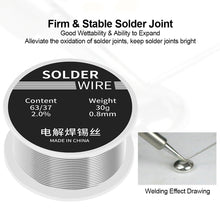 Load image into Gallery viewer, 63/37 Solder Wire 0.8mm Rosin Core Tin Solder Wire Soldering Welding Flux 2.0% Iron Wire Reel 30g