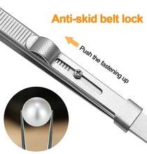 Load image into Gallery viewer, Adjustable Slide Lock Stainless Steel Tweezers Self Clamping Tweezers Jewelry Making Tool Electronic Component Repair Tools