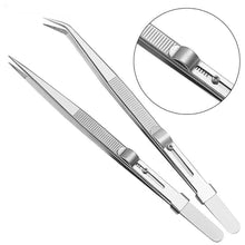 Load image into Gallery viewer, Adjustable Slide Lock Stainless Steel Tweezers Self Clamping Tweezers Jewelry Making Tool Electronic Component Repair Tools