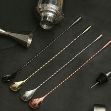 Load image into Gallery viewer, 30cm Stainless Steel Stir Bar Spoon Mixing Ounces Cocktail Spoon Drink Shaker Muddler Stirrer Bartender Tools Teadrop Spoon Bar Tool