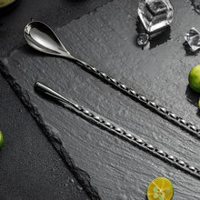 Load image into Gallery viewer, 30cm Stainless Steel Stir Bar Spoon Mixing Ounces Cocktail Spoon Drink Shaker Muddler Stirrer Bartender Tools Teadrop Spoon Bar Tool