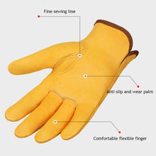 Load image into Gallery viewer, 1Pair Work Gloves Soft Cowhide Driver Hunting Driving Farm Garden Welding Security Protection Safety Workers Mechanic Glove