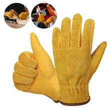Load image into Gallery viewer, 1Pair Work Gloves Soft Cowhide Driver Hunting Driving Farm Garden Welding Security Protection Safety Workers Mechanic Glove