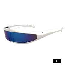 Load image into Gallery viewer, Upgraded Electroplate Futuristic Narrow Cyclops Visor Sunglasses Laser Eyeglasses UV400 Mirrored Lens Costume Eyewear Glasses