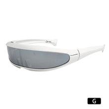 Load image into Gallery viewer, Upgraded Electroplate Futuristic Narrow Cyclops Visor Sunglasses Laser Eyeglasses UV400 Mirrored Lens Costume Eyewear Glasses