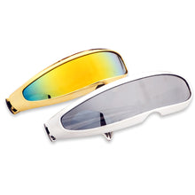 Load image into Gallery viewer, Upgraded Electroplate Futuristic Narrow Cyclops Visor Sunglasses Laser Eyeglasses UV400 Mirrored Lens Costume Eyewear Glasses