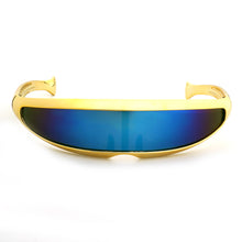 Load image into Gallery viewer, Upgraded Electroplate Futuristic Narrow Cyclops Visor Sunglasses Laser Eyeglasses UV400 Mirrored Lens Costume Eyewear Glasses