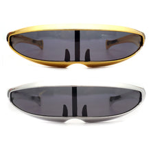 Load image into Gallery viewer, Upgraded Electroplate Futuristic Narrow Cyclops Visor Sunglasses Laser Eyeglasses UV400 Mirrored Lens Costume Eyewear Glasses