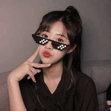 Load image into Gallery viewer, Mens Womens Mosaic Sunglasses Pixel Black Retro Gamer Robot Sunglasses for Cool Party Vintage Shades Eyewear