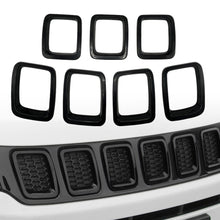Load image into Gallery viewer, 7PCS Carbon Fiber ABS Grille Inserts Front Grill Cover Frame Trims Kit for 2017-2020 Jeep Compass Car Exterior Accessories