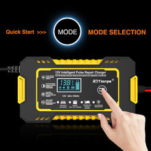 Load image into Gallery viewer, 12V 6A Car Motorcycle Battery Charger Intelligent Fast Charging Pulse Repair Type LCD Lead Acid AGM Gel VRLA Smart Charging