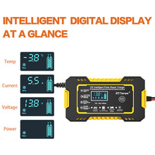 Load image into Gallery viewer, 12V 6A Car Motorcycle Battery Charger Intelligent Fast Charging Pulse Repair Type LCD Lead Acid AGM Gel VRLA Smart Charging