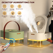 Load image into Gallery viewer, Summer Humidifier Spray Fan Portable Air Cooler Fan with Night Light Air Humidifier Cooling Fan Office Desktop Fan