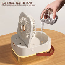 Load image into Gallery viewer, Summer Humidifier Spray Fan Portable Air Cooler Fan with Night Light Air Humidifier Cooling Fan Office Desktop Fan