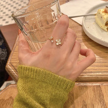 Load image into Gallery viewer, Fashion Temperamental Flower Ring Versatile Pearl Zircon Opening Adjustable Alloy Ring Jewelry Accessory for Women