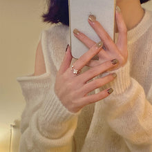 Load image into Gallery viewer, Fashion Temperamental Flower Ring Versatile Pearl Zircon Opening Adjustable Alloy Ring Jewelry Accessory for Women
