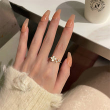 Load image into Gallery viewer, Fashion Temperamental Flower Ring Versatile Pearl Zircon Opening Adjustable Alloy Ring Jewelry Accessory for Women