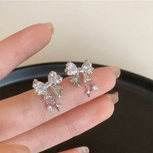 Load image into Gallery viewer, Shiny Bowknot Zircon Earrings Fashion Temperamental Alloy Earrings Ear Studs Women Jewelry Accessories