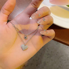 Load image into Gallery viewer, Shiny Love Pendant Double Layer Necklace Fashionable Niche Alloy Necklace Clavicle Chain Jewelry Accessory