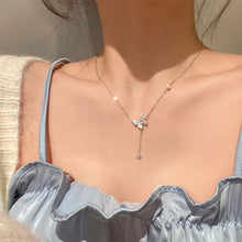 Load image into Gallery viewer, Shiny Silver Butterfly Diamond Necklace Simple Niche Alloy Necklace Clavicle Chain Jewelry Accessory for Women