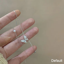 Load image into Gallery viewer, Shiny Silver Butterfly Diamond Necklace Simple Niche Alloy Necklace Clavicle Chain Jewelry Accessory for Women