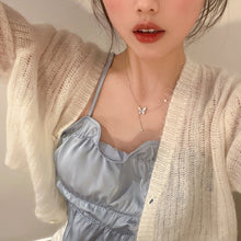 Load image into Gallery viewer, Shiny Silver Butterfly Diamond Necklace Simple Niche Alloy Necklace Clavicle Chain Jewelry Accessory for Women