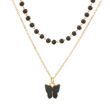 Load image into Gallery viewer, Gothic Dark Double Layer Butterfly Pendant Necklace Retro Niche Black Beading Alloy Necklace Clavicle Chain Jewelry Accessory