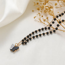 Load image into Gallery viewer, Gothic Dark Double Layer Butterfly Pendant Necklace Retro Niche Black Beading Alloy Necklace Clavicle Chain Jewelry Accessory