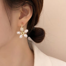 Load image into Gallery viewer, Temperamental Flower Imitation Pearl Earrings Niche Unique Alloy Ear Studs Earrings Jewelry Accessories for Women