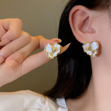 Load image into Gallery viewer, Wave Edge Heart Shaped Flower Earrings Fashionable Niche Alloy Tulip Ear Studs Earrings Jewelry Accessories