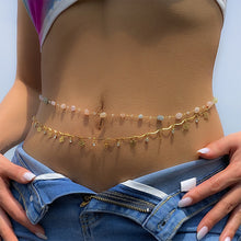 Load image into Gallery viewer, Retro Double Layered Imitation Crystal Colorful Waist Chain Body Chain Metal Chain Butterfly Tassel Body Chain Waist Chain Jewelry