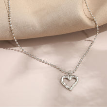 Load image into Gallery viewer, Sweet Cool Hollow Heart Pendant Necklace Alloy Heart Necklace Retro Hip-hop Punk Niche Jewelry Accessories for Women