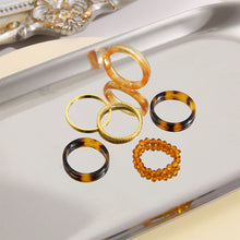 Load image into Gallery viewer, 6pcs/set Simple Niche Alloy Acrylic Rings Set Retro Plain Rings Set Fashion Jewelry Accessories for Women