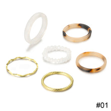 Load image into Gallery viewer, 6pcs/set Simple Niche Alloy Acrylic Rings Set Retro Plain Rings Set Fashion Jewelry Accessories for Women