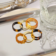 Load image into Gallery viewer, 6pcs/set Simple Niche Alloy Acrylic Rings Set Retro Plain Rings Set Fashion Jewelry Accessories for Women