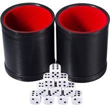 Load image into Gallery viewer, Double Layer Dice Cup Black PU Leather Red Flannel Silent Die Cup Cylindrical Cup Bar KTV Entertainment Supplies Send 5pcs Dice