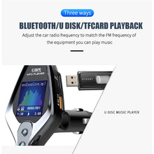 Load image into Gallery viewer, Bluetooth 5.0 FM Transmitter QC3.0 Fast Charger TF Flash Card U Disk Car Mp3 Player Music folder switch AUX In Output