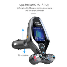 Load image into Gallery viewer, Bluetooth 5.0 FM Transmitter QC3.0 Fast Charger TF Flash Card U Disk Car Mp3 Player Music folder switch AUX In Output