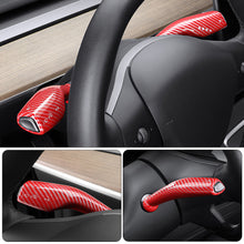 Load image into Gallery viewer, 4Pcs Fully Enclosed Carbon Fiber Steering Wheel Whift Protection Cover For Tesla Model 3 Y Car Column Shift Knob Cover Decor For Tesla