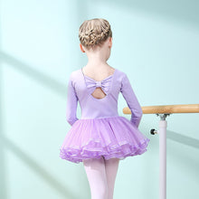 Load image into Gallery viewer, Girls' Cotton Dance Dress Bow Backless Ballet Pompadour Skirt Integrated Open Training Dress Dance Clothes
