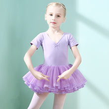 Load image into Gallery viewer, Girls' Cotton Dance Dress Bow Backless Ballet Pompadour Skirt Integrated Open Training Dress Dance Clothes