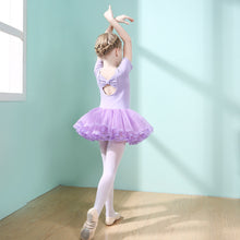 Load image into Gallery viewer, Girls' Cotton Dance Dress Bow Backless Ballet Pompadour Skirt Integrated Open Training Dress Dance Clothes