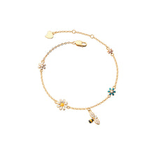 Load image into Gallery viewer, Fashion Sweet and Colorful Flower Bracelet with Diamond Inlay Cute Daisy Little Bee Bracelet Women Jewelry